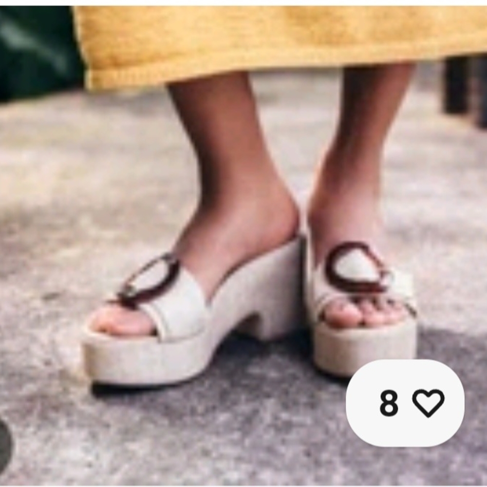 Cult Gaia Cream and Brown Platform Shoes